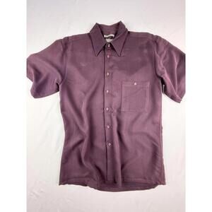 Bruno Shirt Mens Medium Purple Brushed Microfiber Short Sleeve Button Up Casual